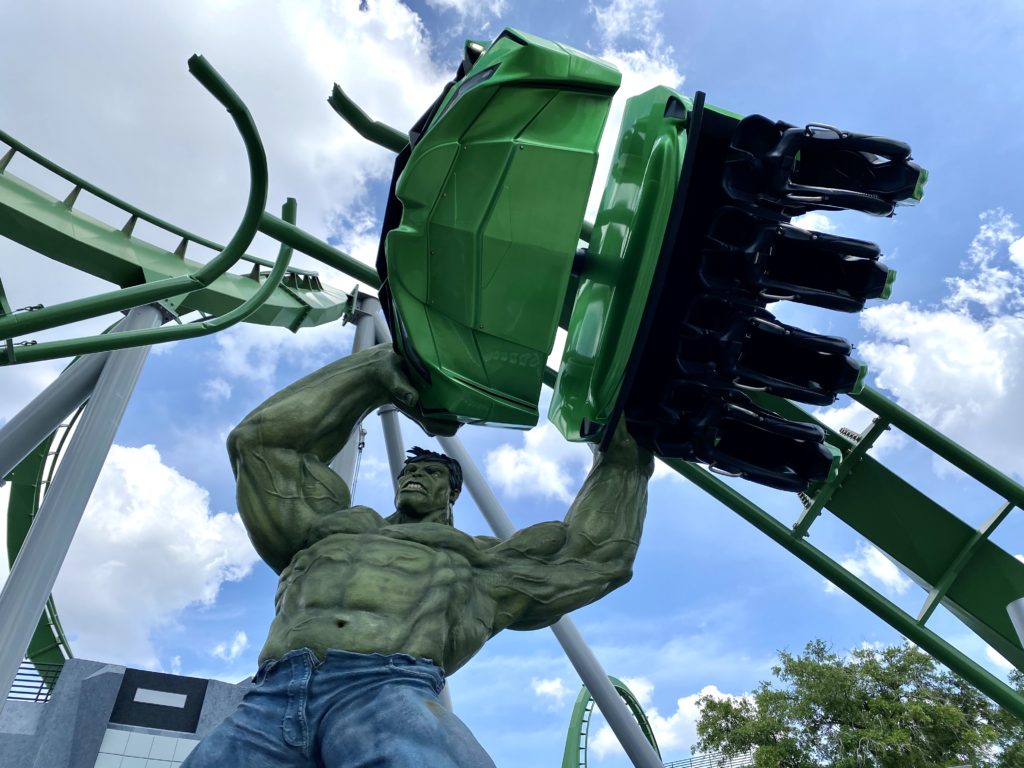 The entrance to The Incredible Hulk Coaster at Universal's Islands of Adventure. A complete list of rides at Universal Orlando - by unofficialflorida.com.