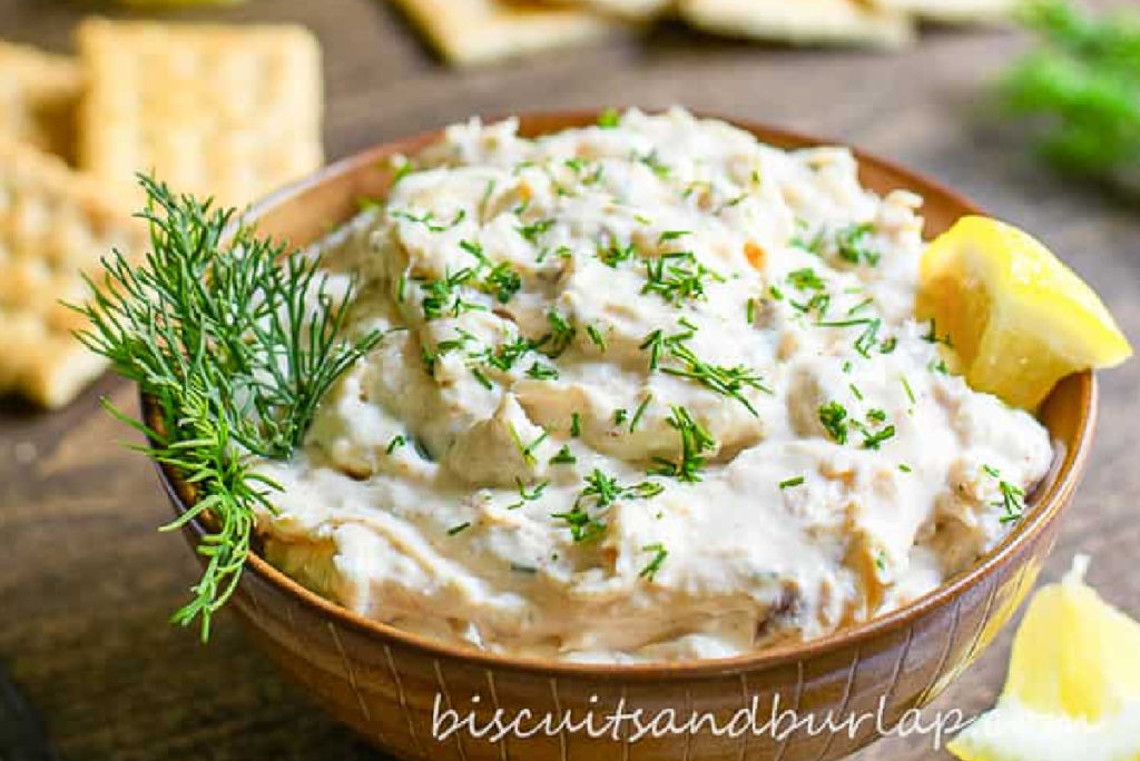 Smoked Fish Dip – Beach Bar Style, by Pam from Biscuits and Burlap - 5 Florida Smoked Fish Dip Recipes - unofficialflorida.com.