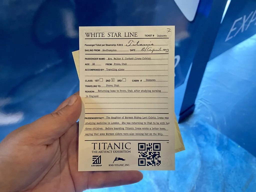 Assigned character card - Review: Titanic First-Class Dinner Gala - Orlando - unofficialflorida.com.